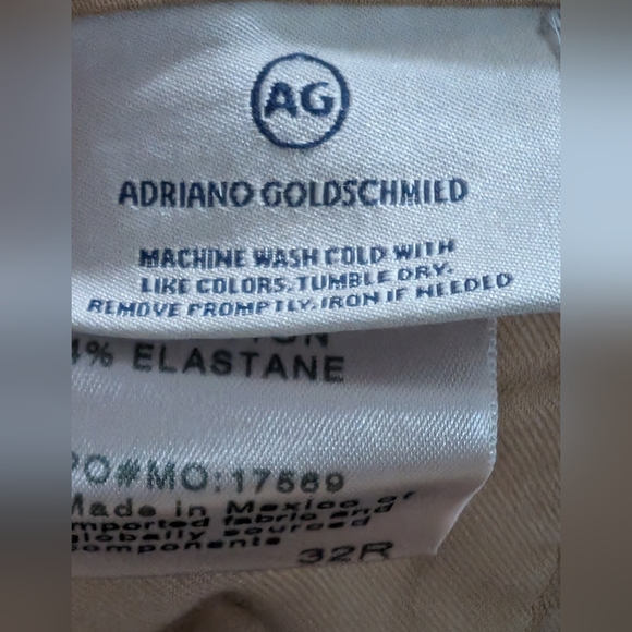 AG Adriano Goldschmied Men's The Marshall Slim Trouser Khaki Chinos Size 32R NWT - Picture 11 of 11